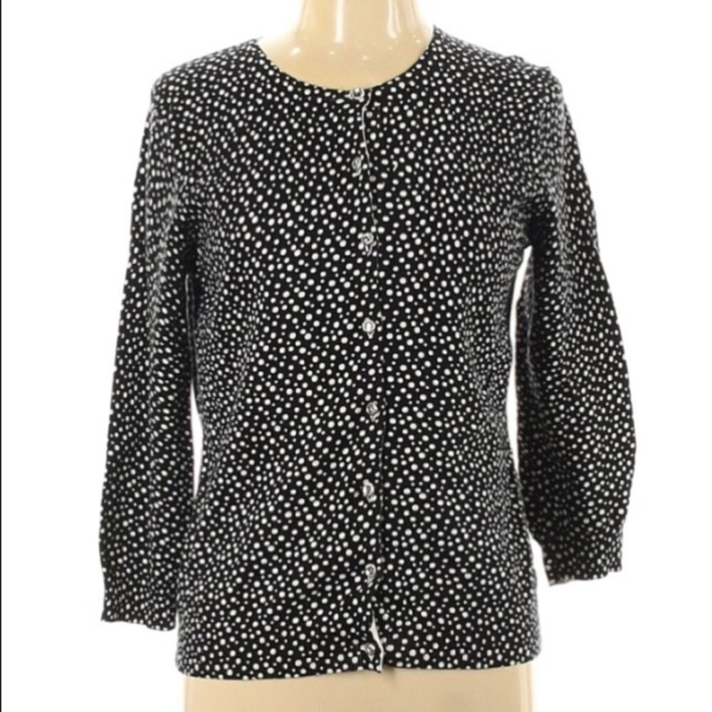 Cable & Gauge Polka Dots Cardigan 3/4 Sleeve Large
